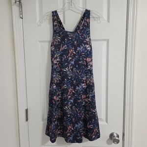 KYODAN Navy Blue Floral Athletic Dress Size Medium Side Zippered Pockets